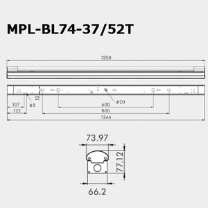 40形蛍光灯2灯相当 幅74 マキテック ベースライト MPL-BL74-37/52T LED トラフ  防湿防雨防塵